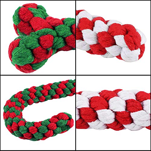 4 Pack Christmas Dog Rope Toys Candy Cane and Bone Shape K882