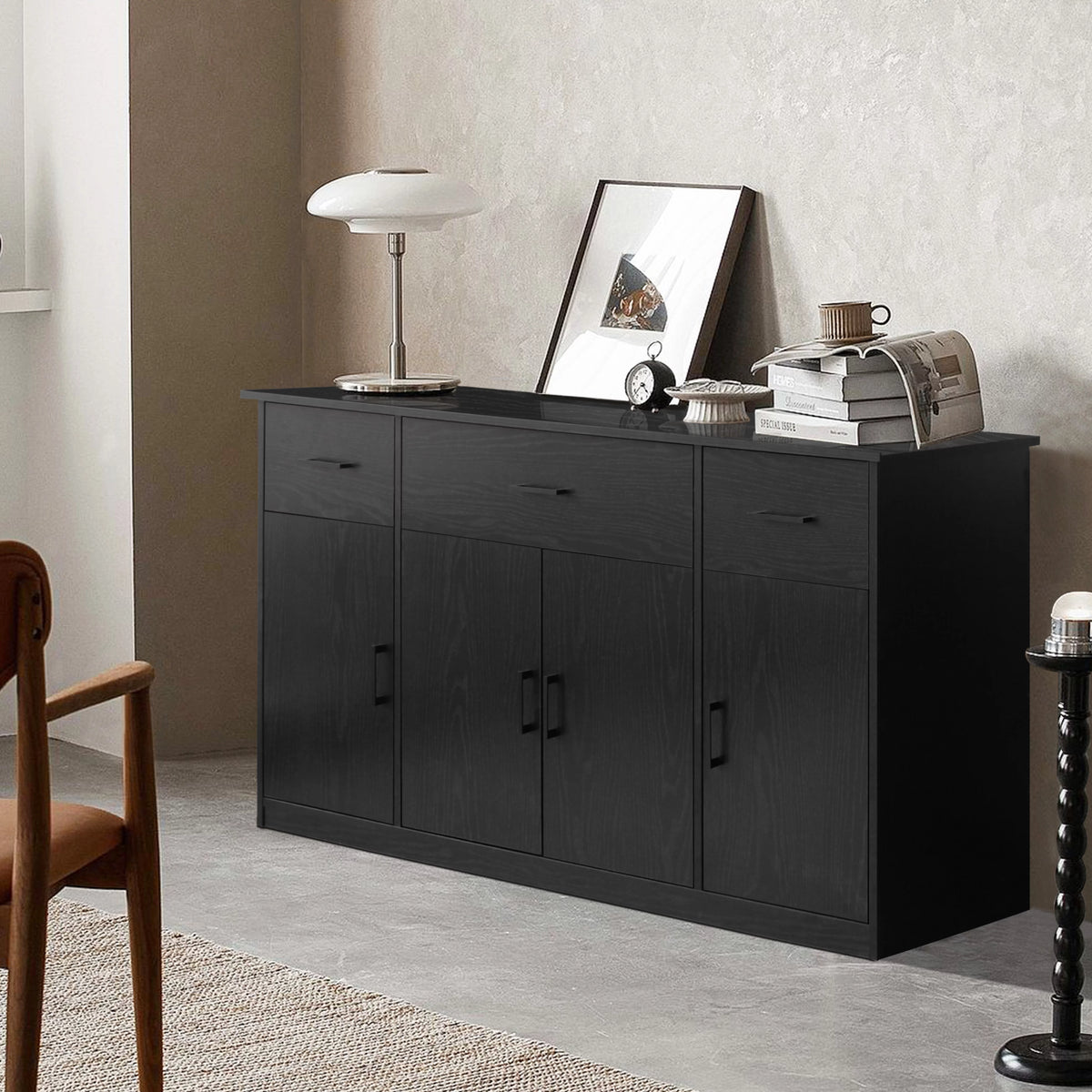 Black Sideboard Buffet Cabinet with 3 Drawers D244562