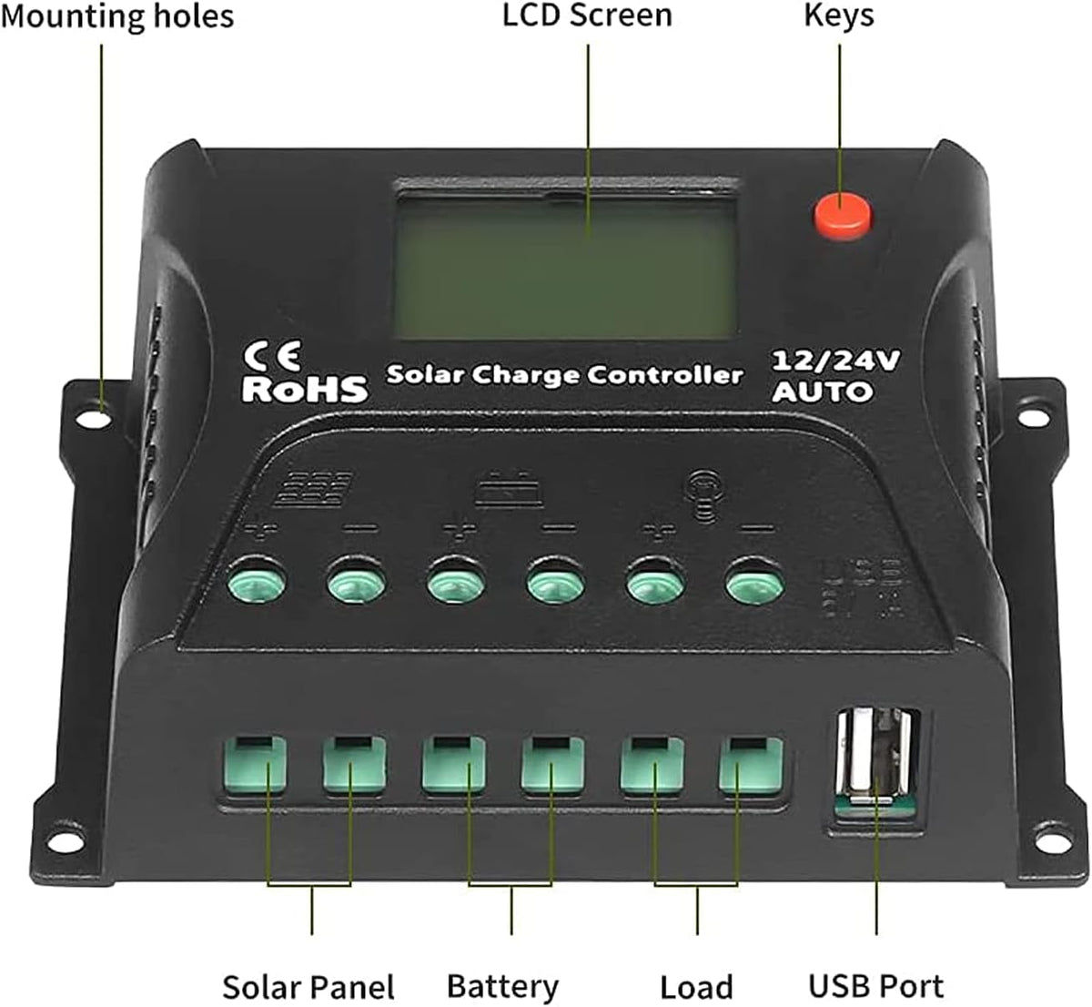 100 Watt 12 Volt Monocrystalline Solar Panel Kit with 10A PWM Charge Controller S6525