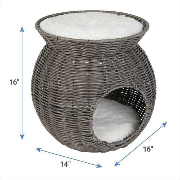 Round Wicker Cat Condo with Top Perch E4608