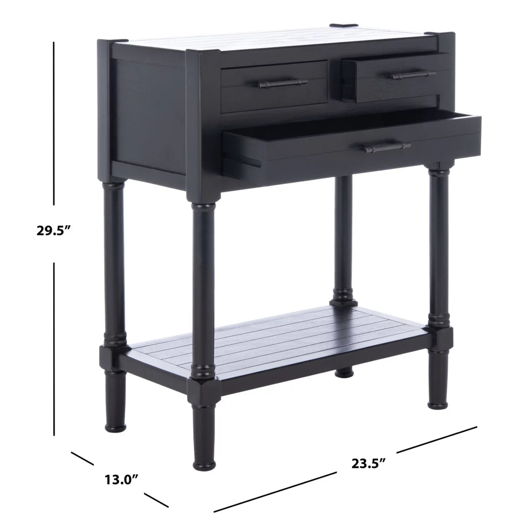 Black 3 Drawer Console Table D660