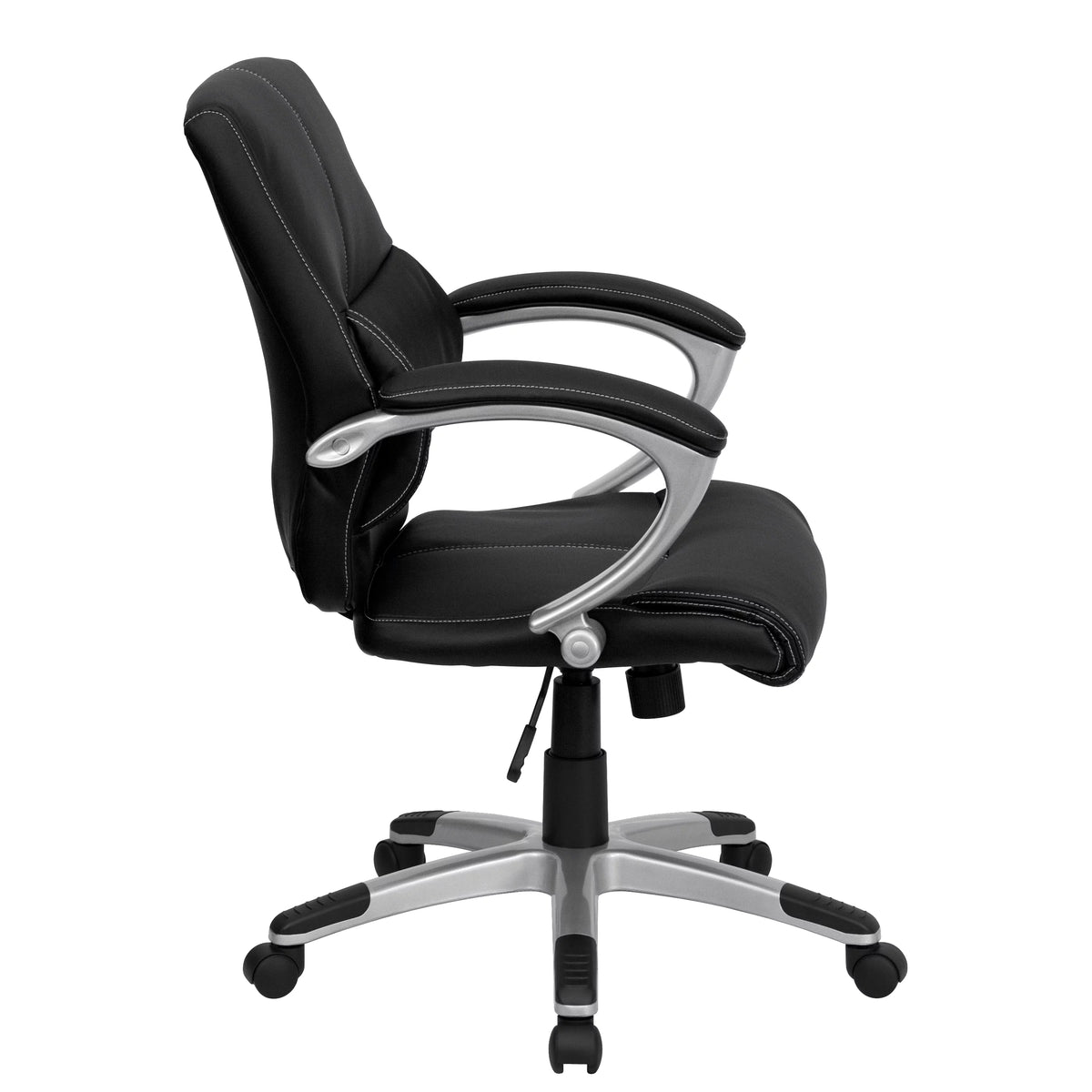 Black LeatherSoft Mid-Back Swivel Office Chair with Arms T684