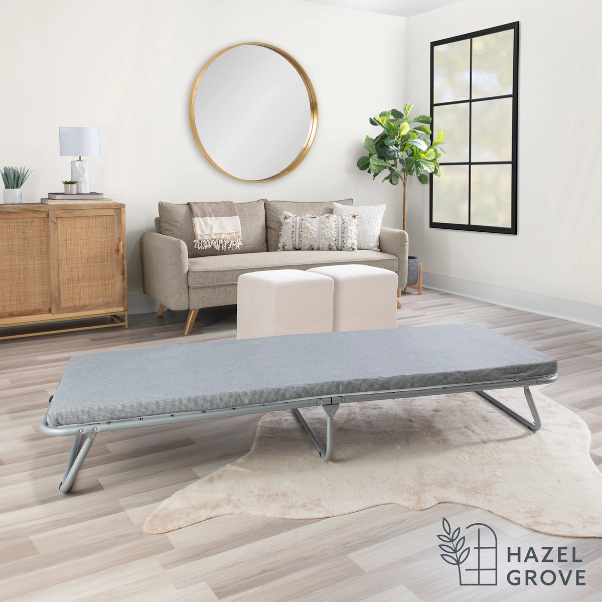 Folding Cot Guest Bed with 2 Foam Mattress U21295
