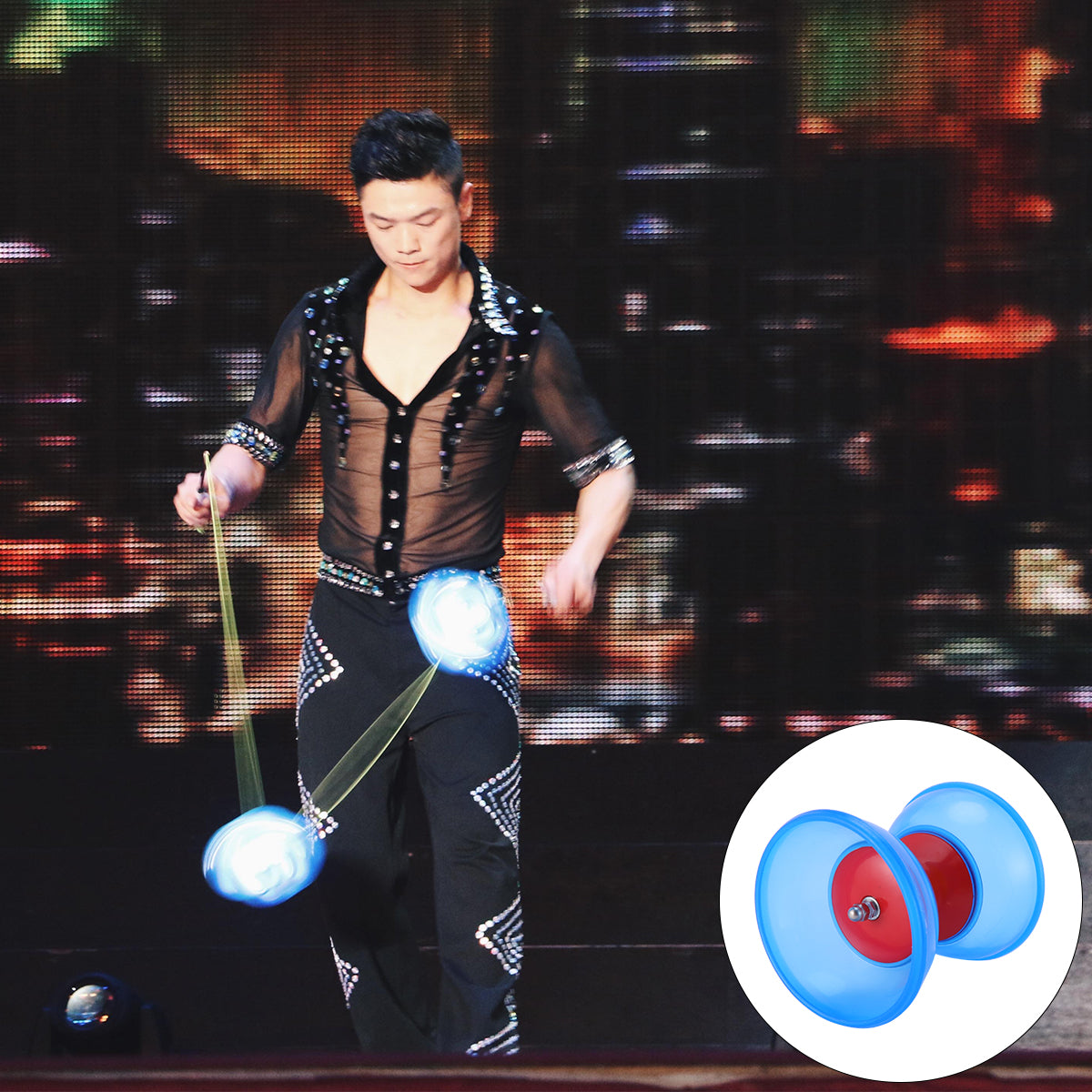 Plastic Bowl Diabolo Juggling Chinese Yo Yo Classic Toy with Hand Stick O4965
