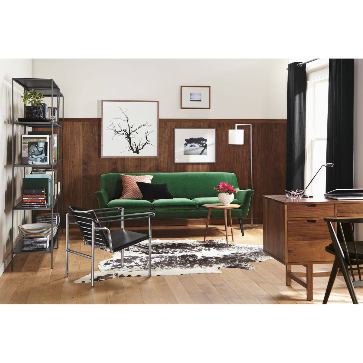 Modern Slim Bookcase Recycled Natural Steel Black T895104