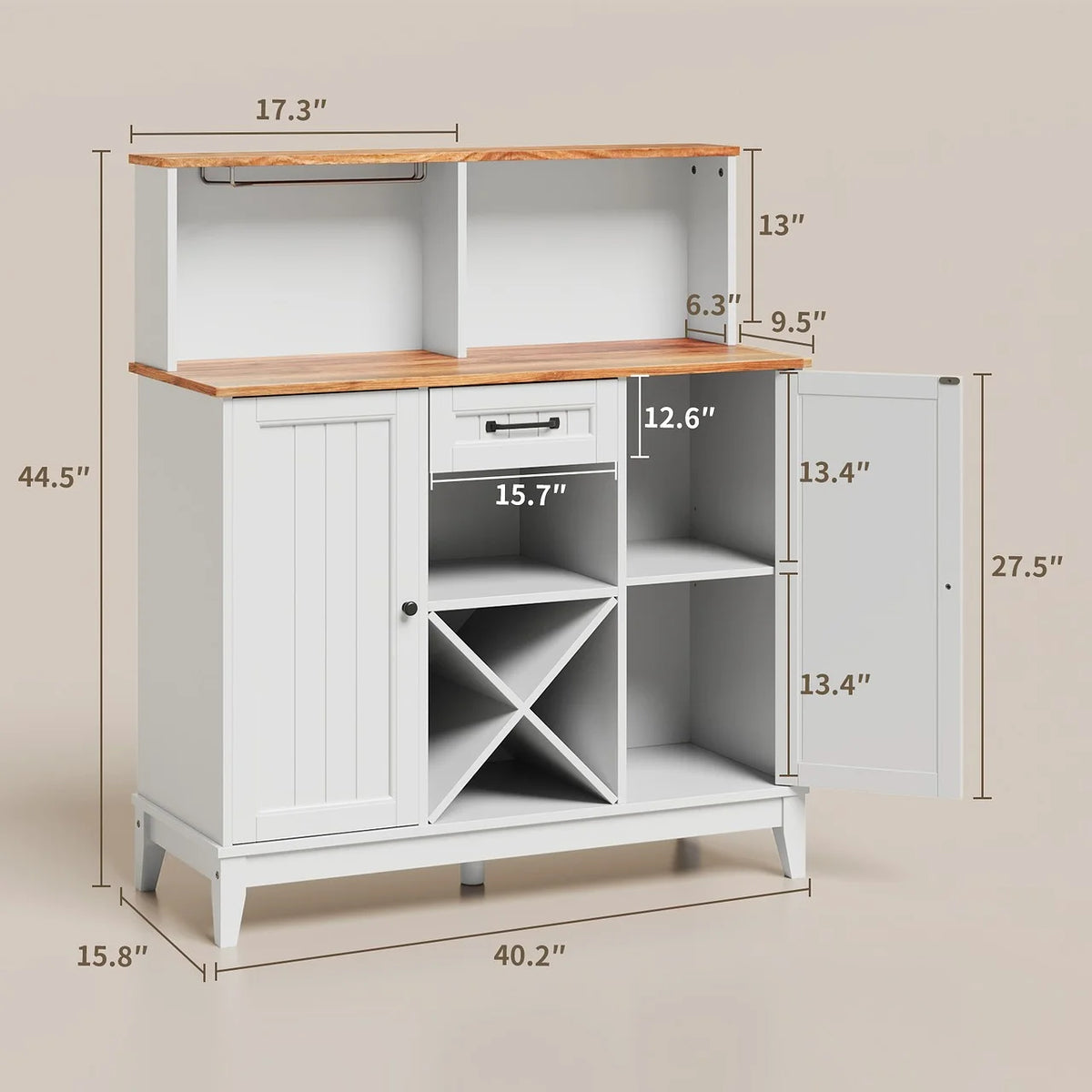 Farmhouse Bar Cabinet with Wine Rack and Goblet Holder K206793