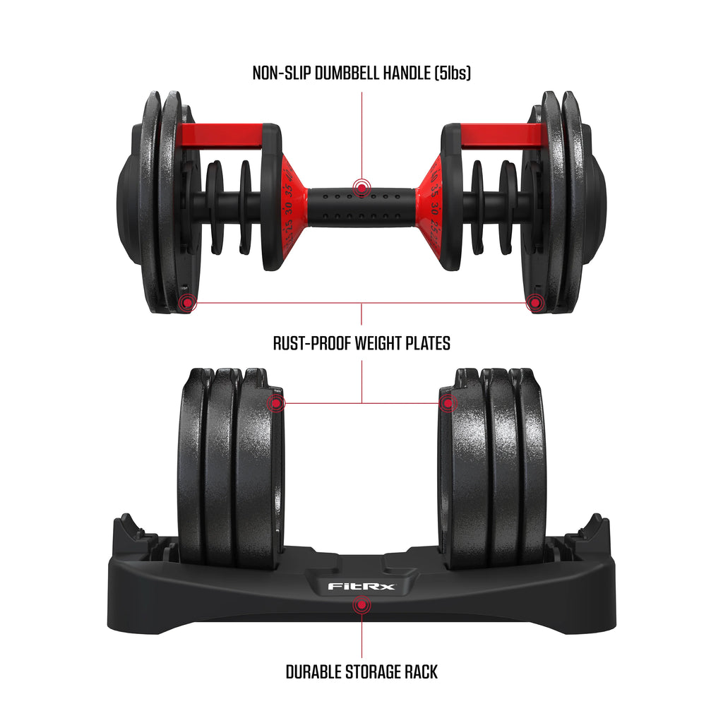 Adjustable Dumbbell 10-90 lbs Black H175