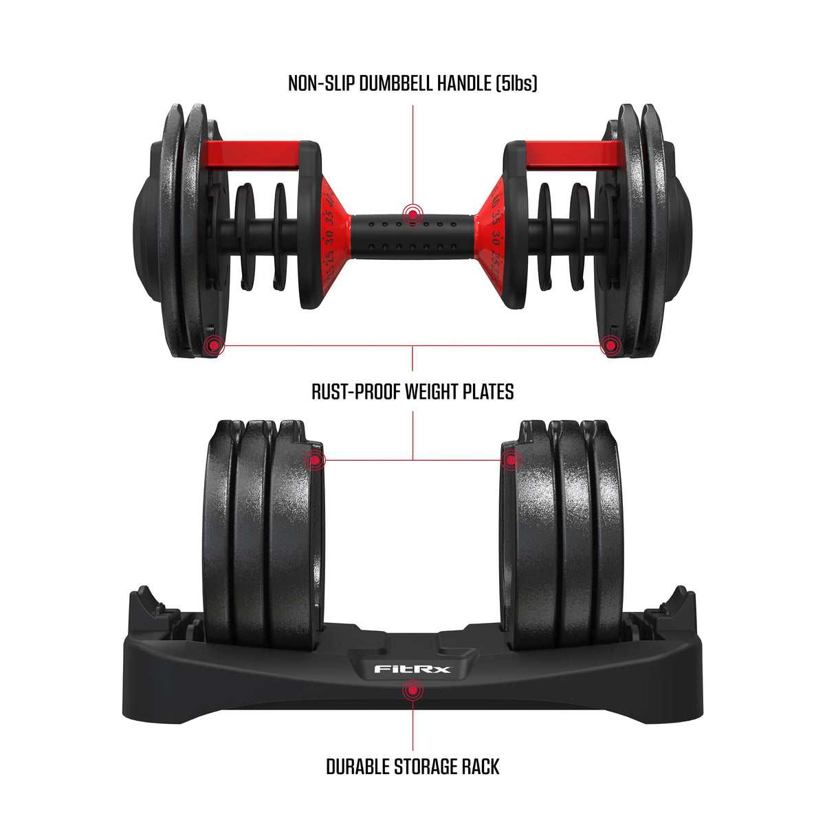 Adjustable Dumbbell 10-90 lbs Black H175