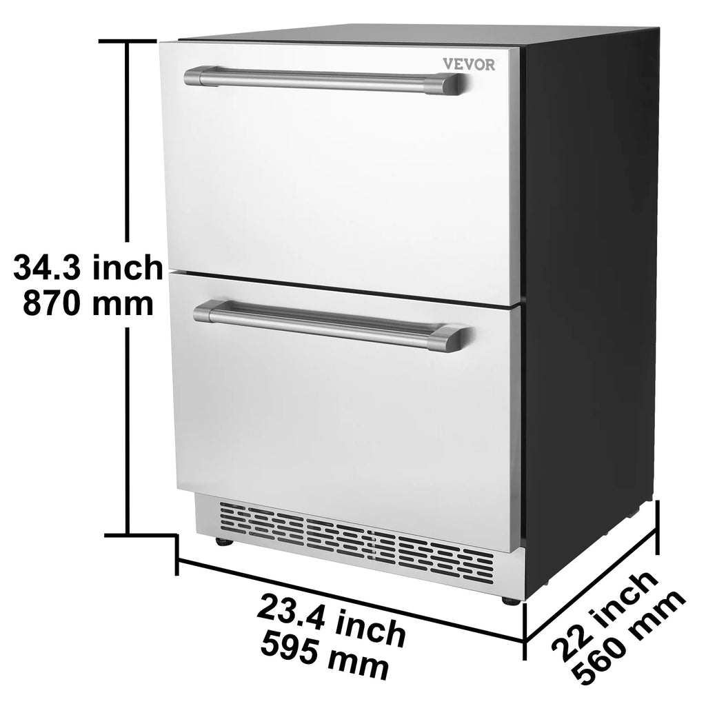 24 2 Drawer Stainless Steel Undercounter Refrigerator Q681
