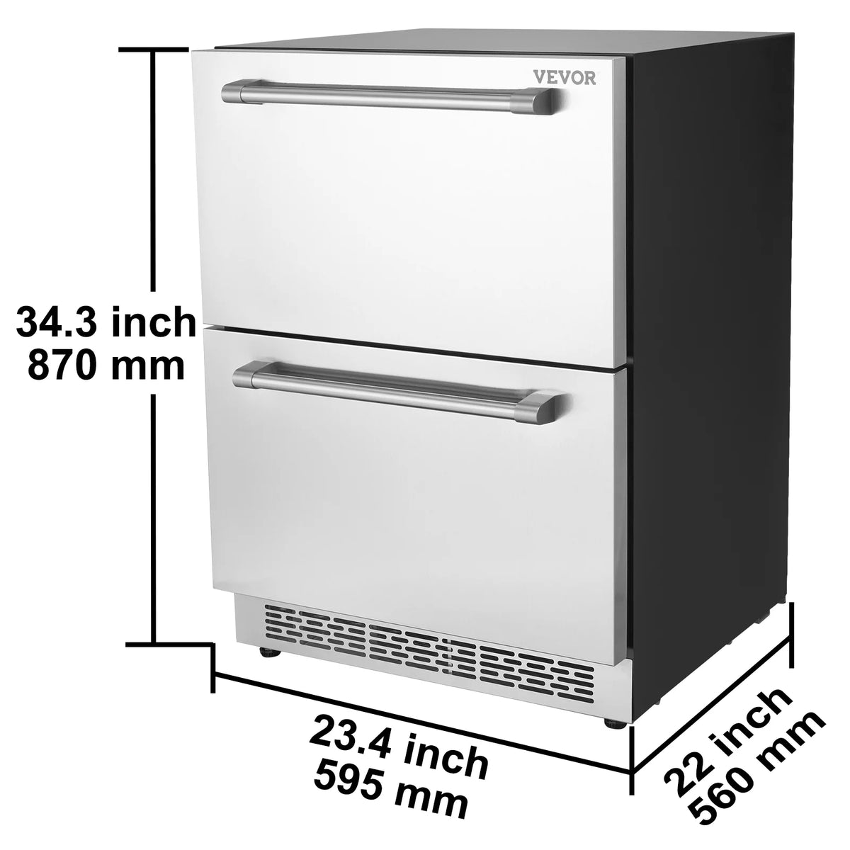 24 2 Drawer Stainless Steel Undercounter Refrigerator Q681