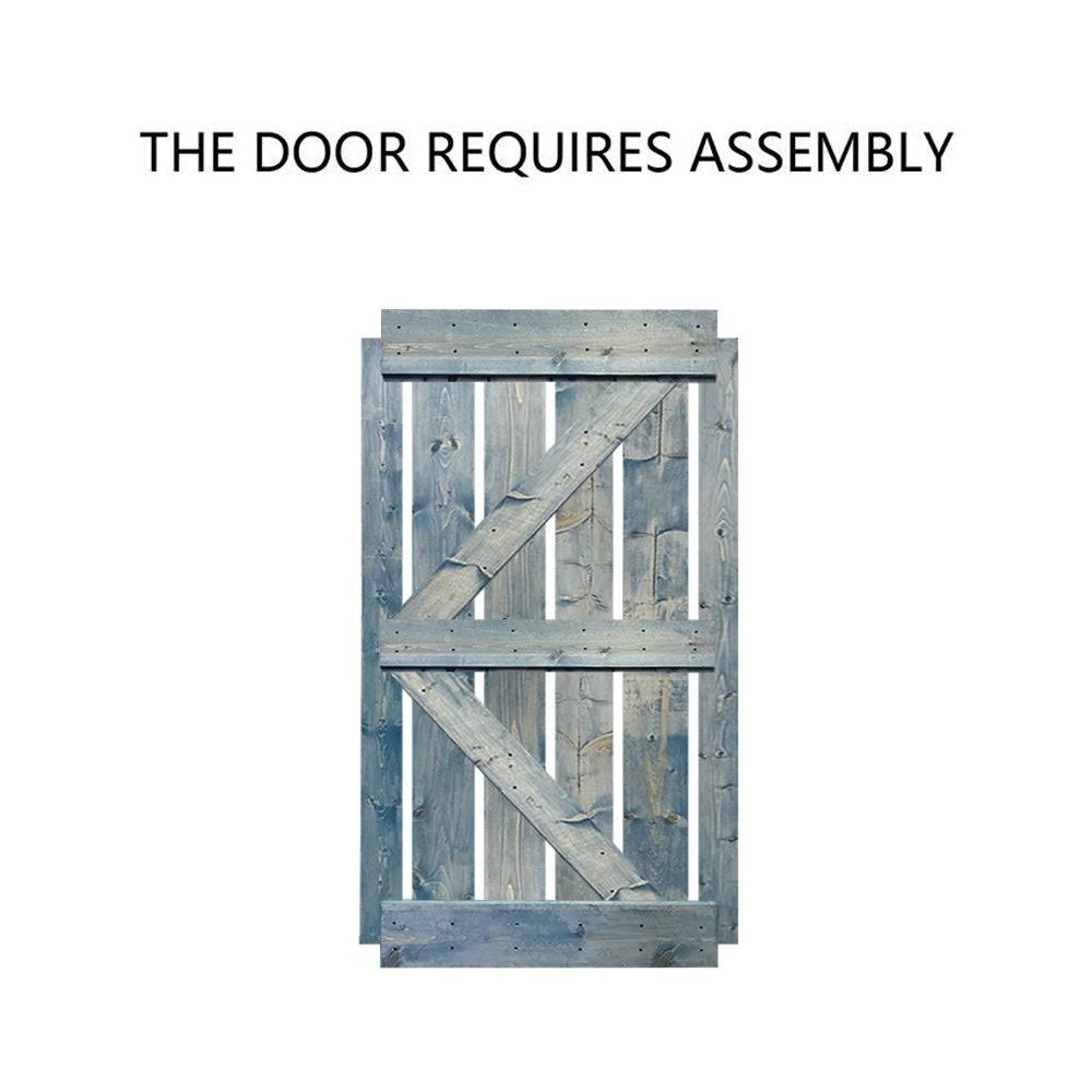 White Stained Wood Sliding Barn Door with Hardware Kit X7778
