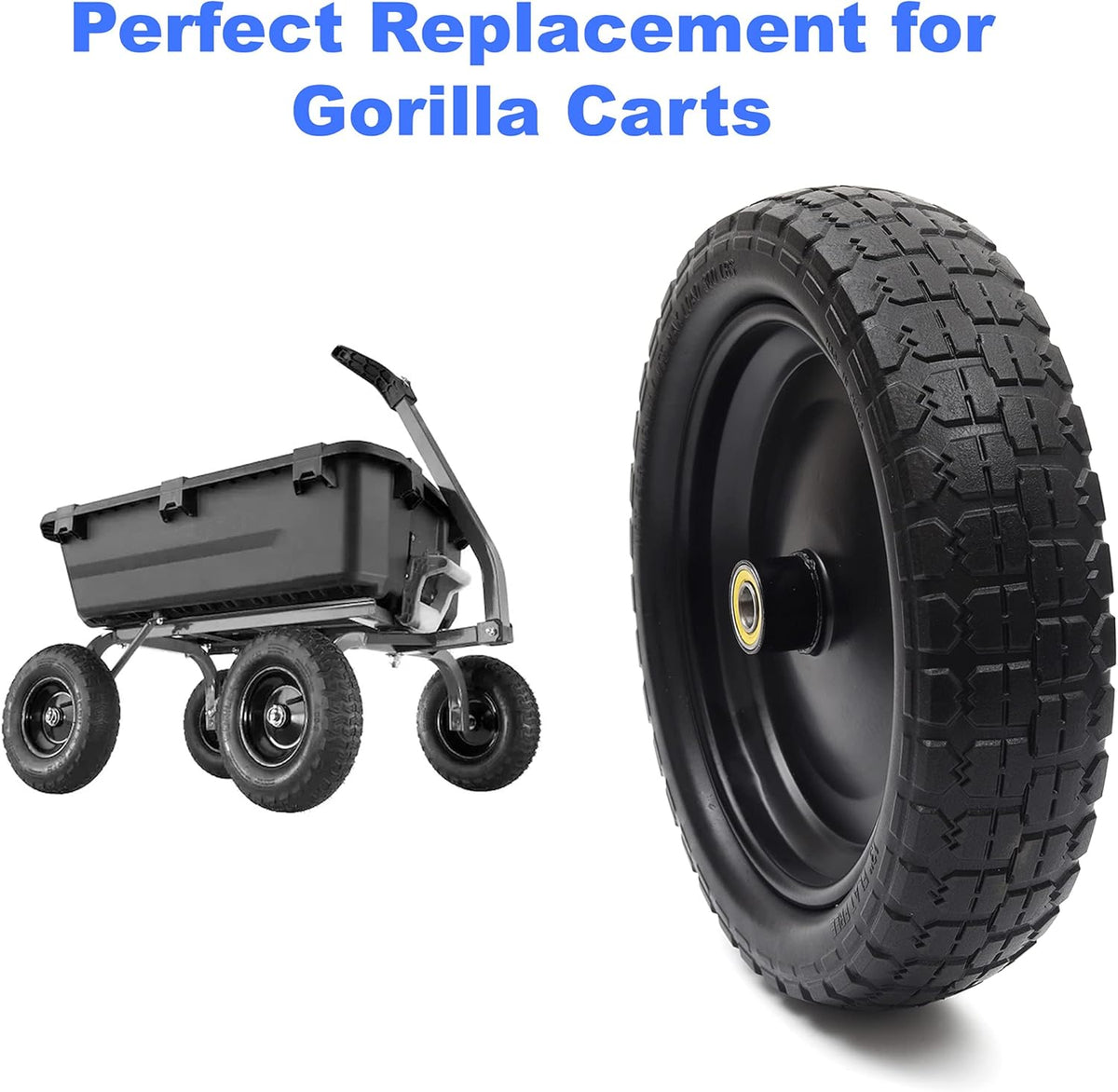 13'' Solid Polyurethane Flat-Free Tire and Wheel Assemblies 4-Pack H475564