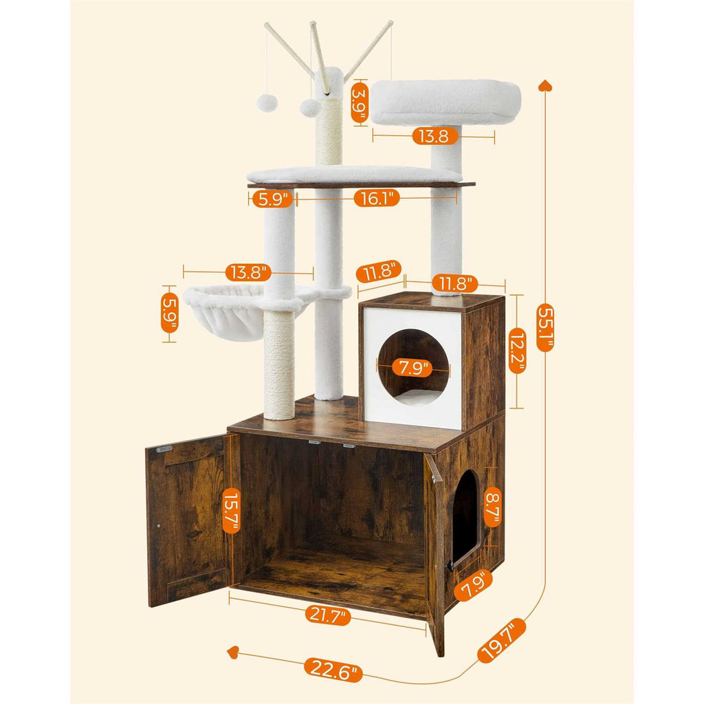 Cat Tree with Litter Box Enclosure S985552