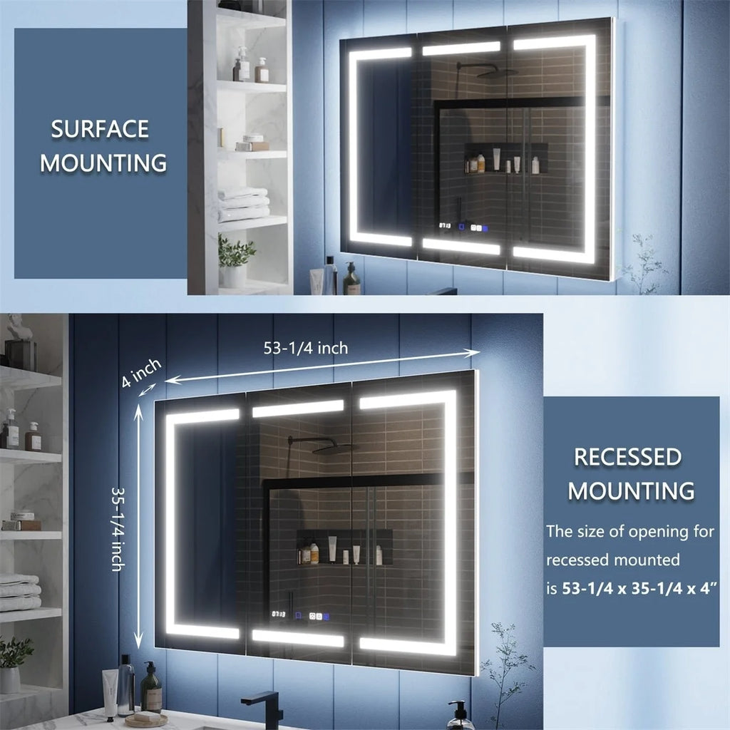 54" x 36" LED Lighted Mirrored Medicine Cabinet S8090