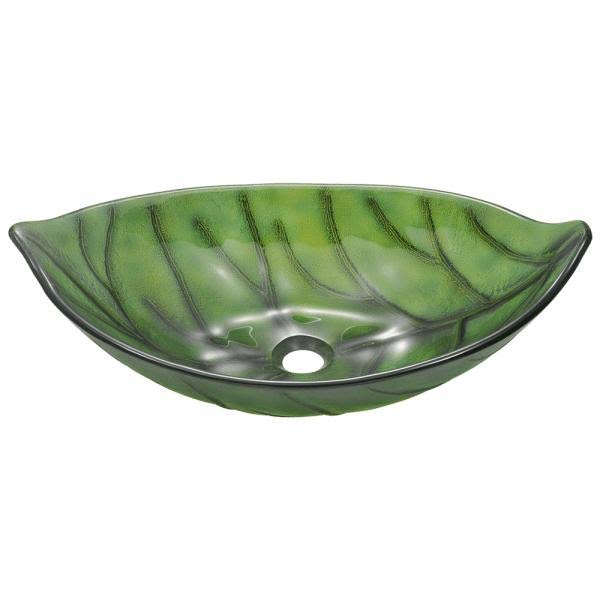 Green Coloured Glass Leaf Vessel Sink S646335