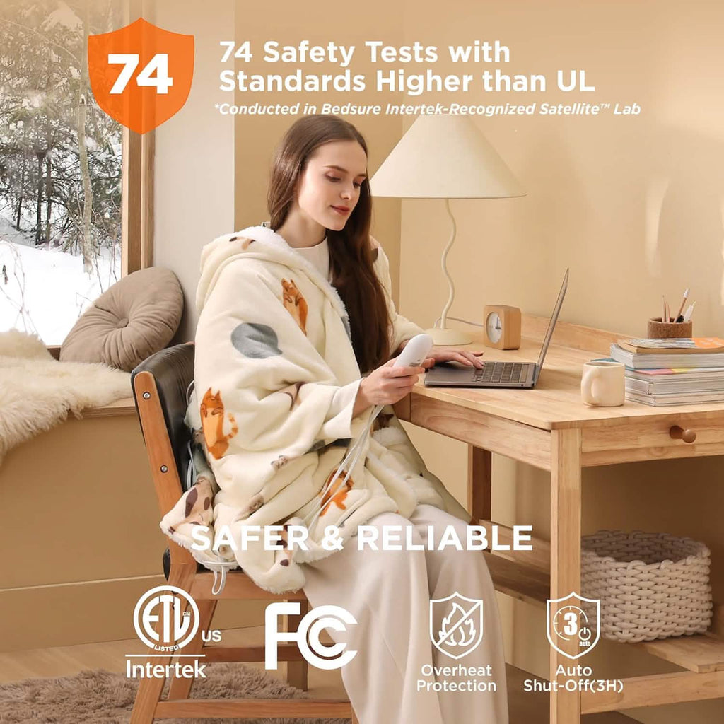 Heated Sherpa Fleece Blanket Hoodie Z306324