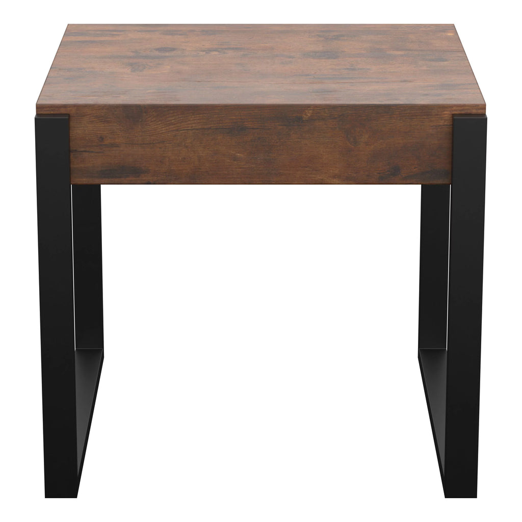 Dark Rustic Wood Black Metal Legs Side Table W550