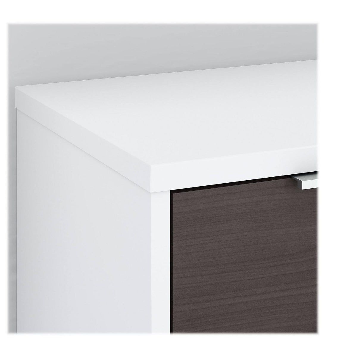 Storm Gray White Low Storage Cabinet with Doors and Shelves B140