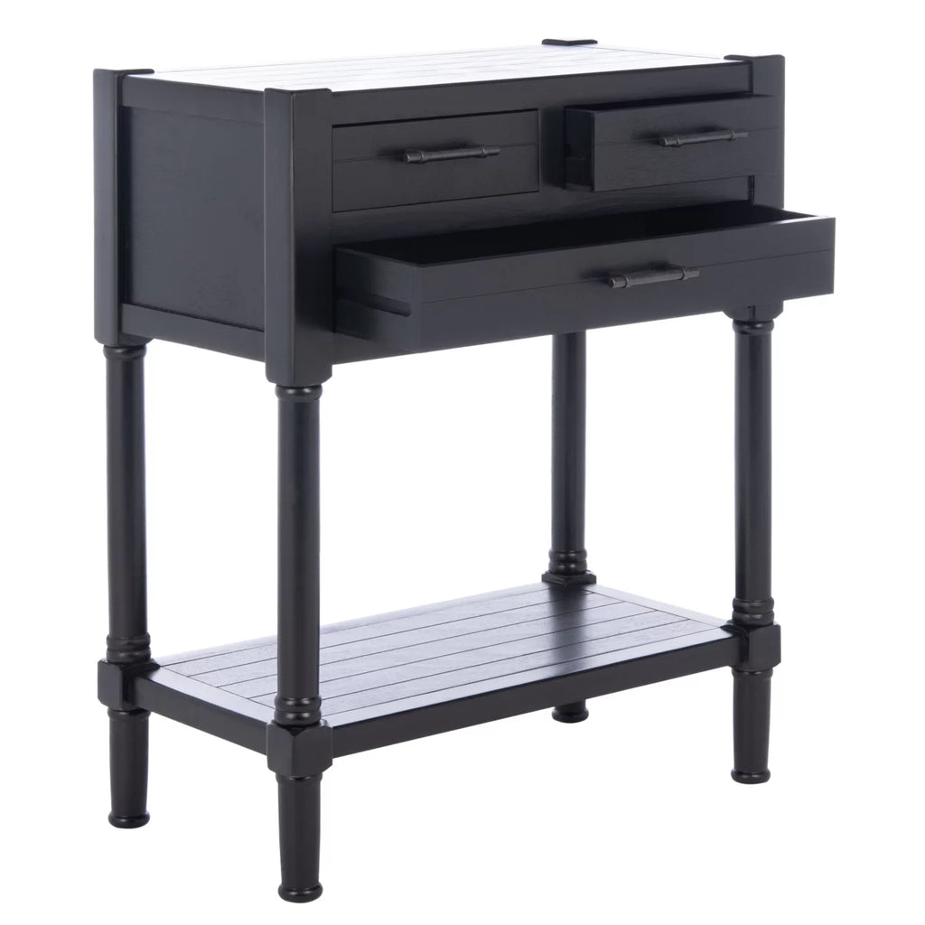Black 3 Drawer Console Table D660