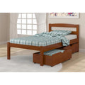 Twin Size Bed with Dual Under Bed Drawers in Light Espresso F155017