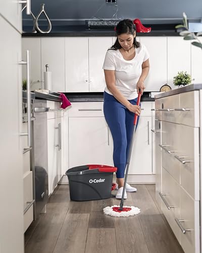 Microfiber Spin Mop, Red, Gray J515378