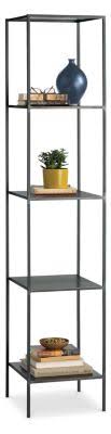 Modern Slim Bookcase Recycled Natural Steel Black T895104