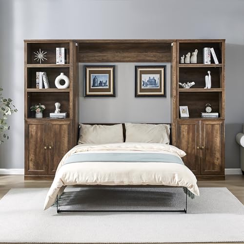 Queen Wooden Murphy Bed, Folding Wall Bed S677