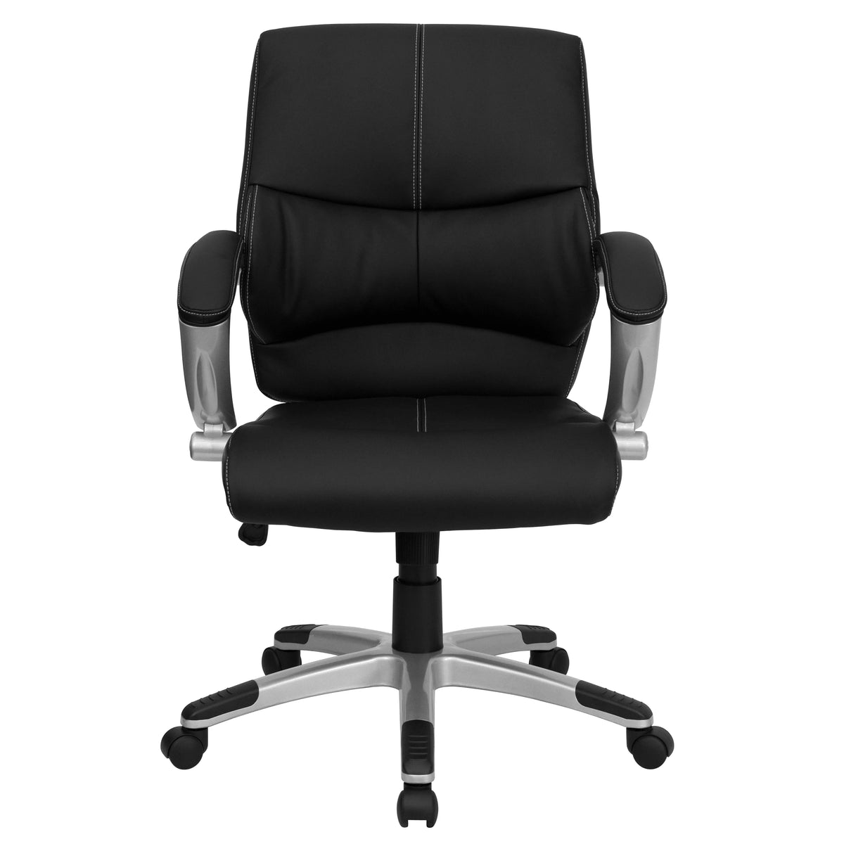 Black LeatherSoft Mid-Back Swivel Office Chair with Arms T684