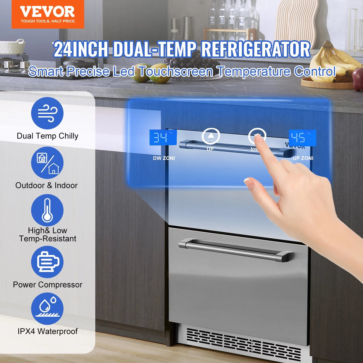 24 2 Drawer Stainless Steel Undercounter Refrigerator Q681