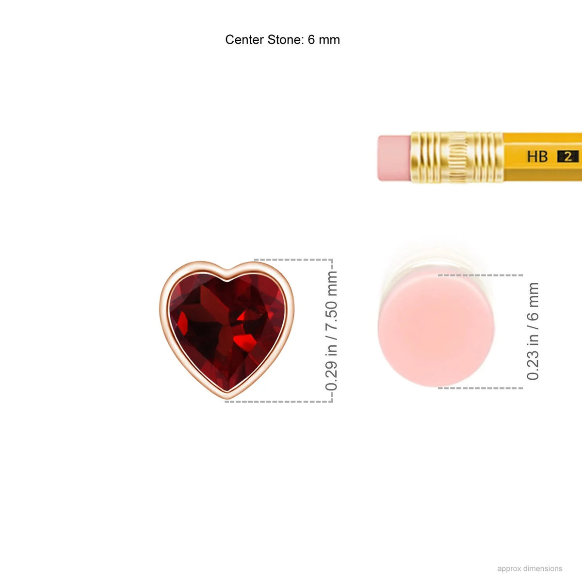 14K Rose Gold Garnet Heart Pendant Necklace P1910