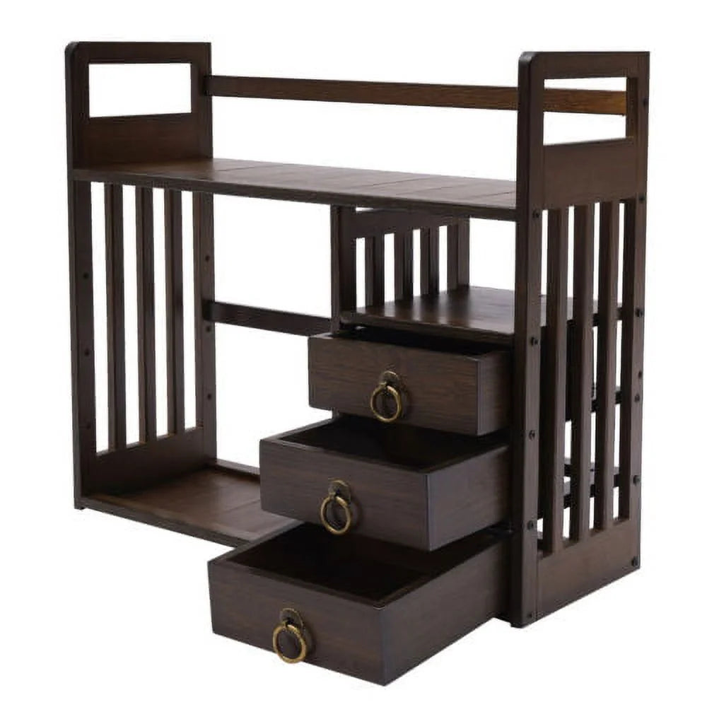 3 Drawers Bamboo Top Desktop Bookshelf Z666356