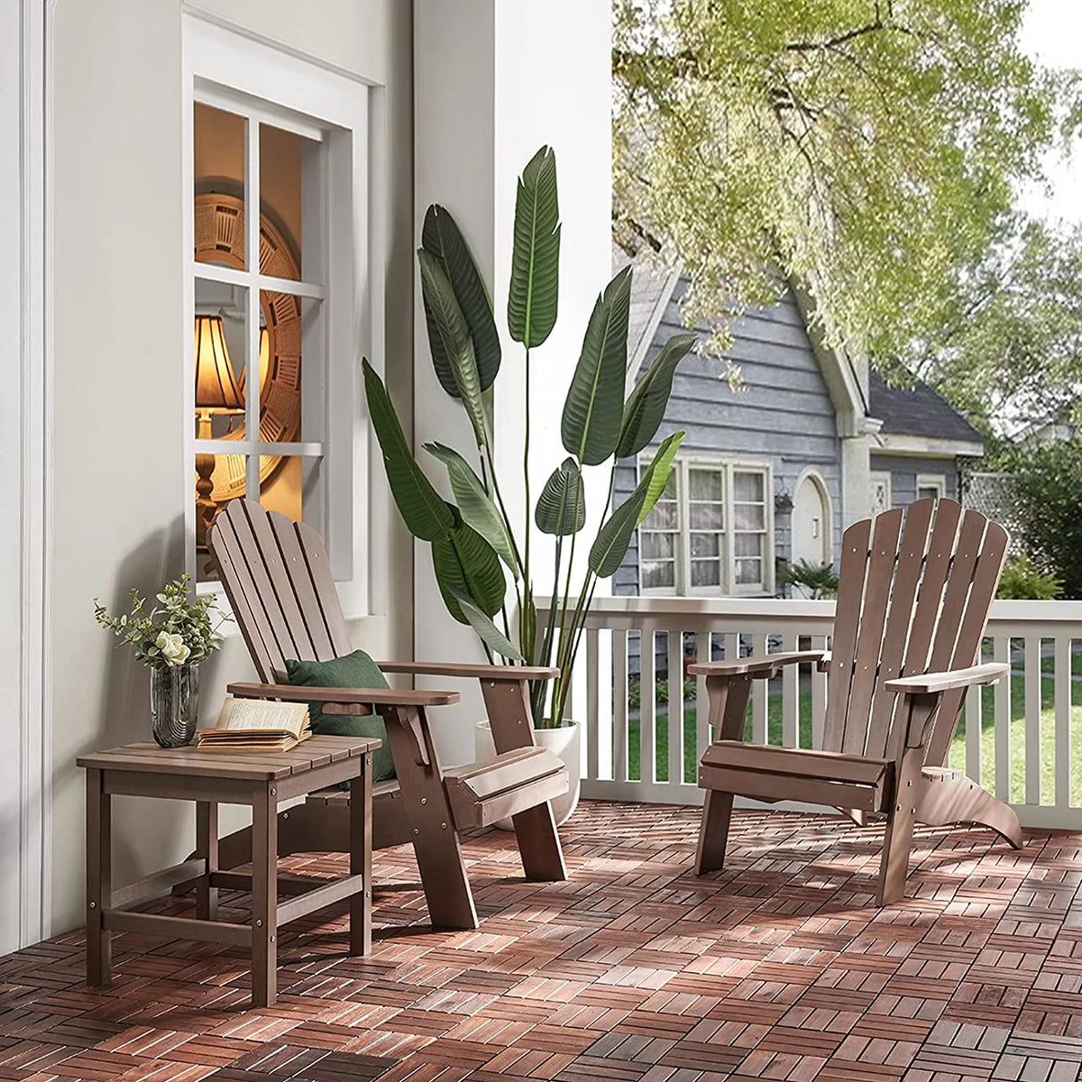 Oversized Poly Lumber Outdoor Side Table (Brown) B5432