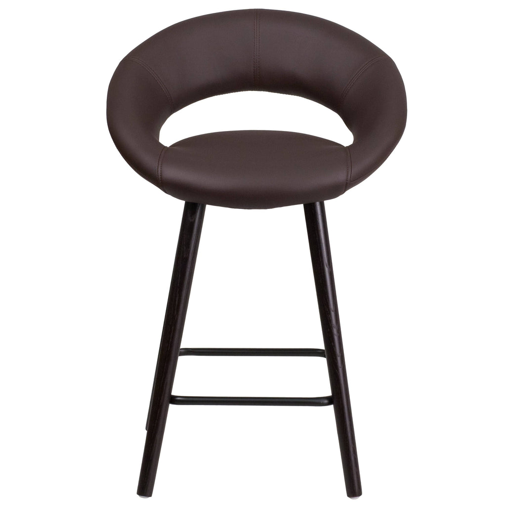 Brown Counter Stool with Wood Base (1 Stool) J50319