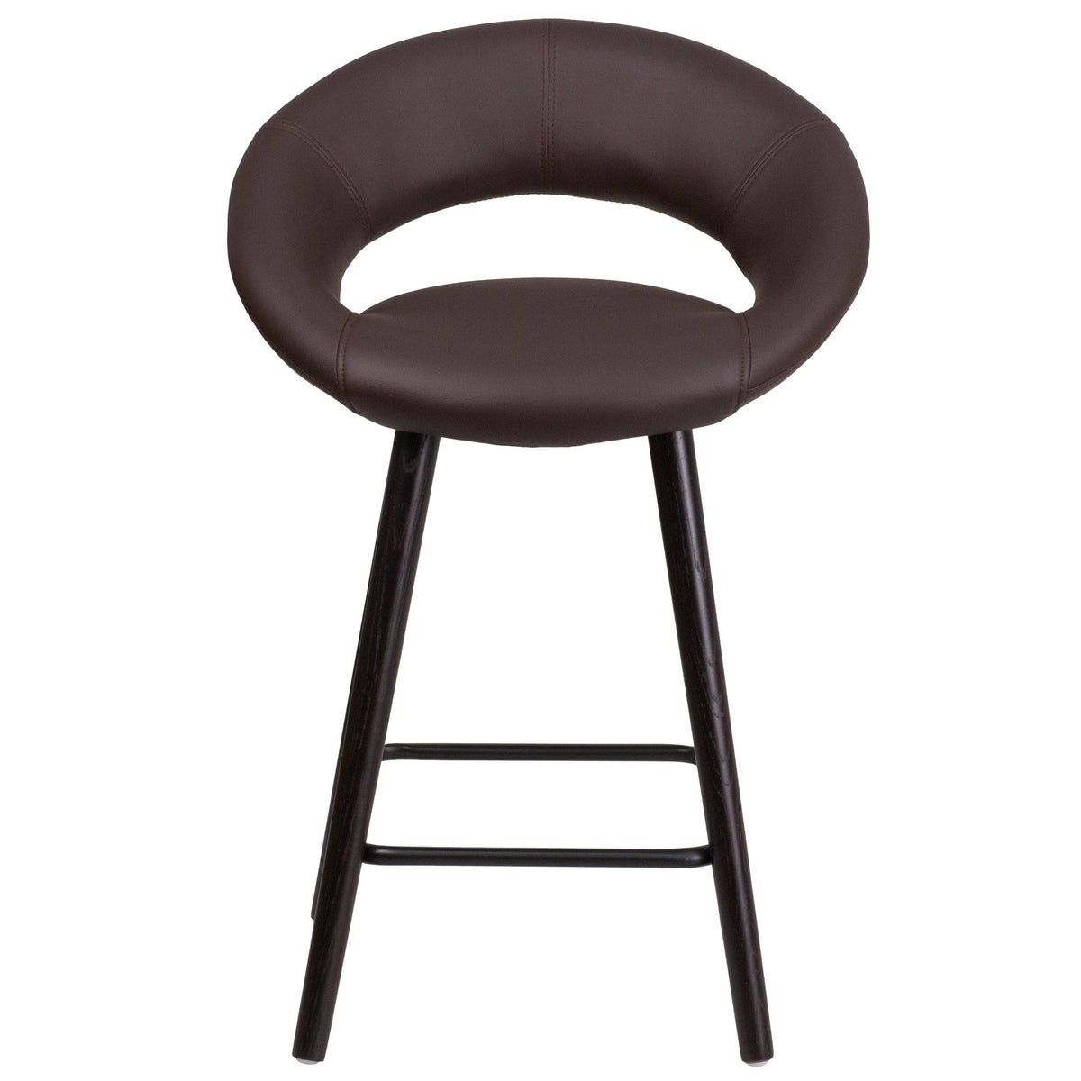 Brown Counter Stool with Wood Base (1 Stool) J50319
