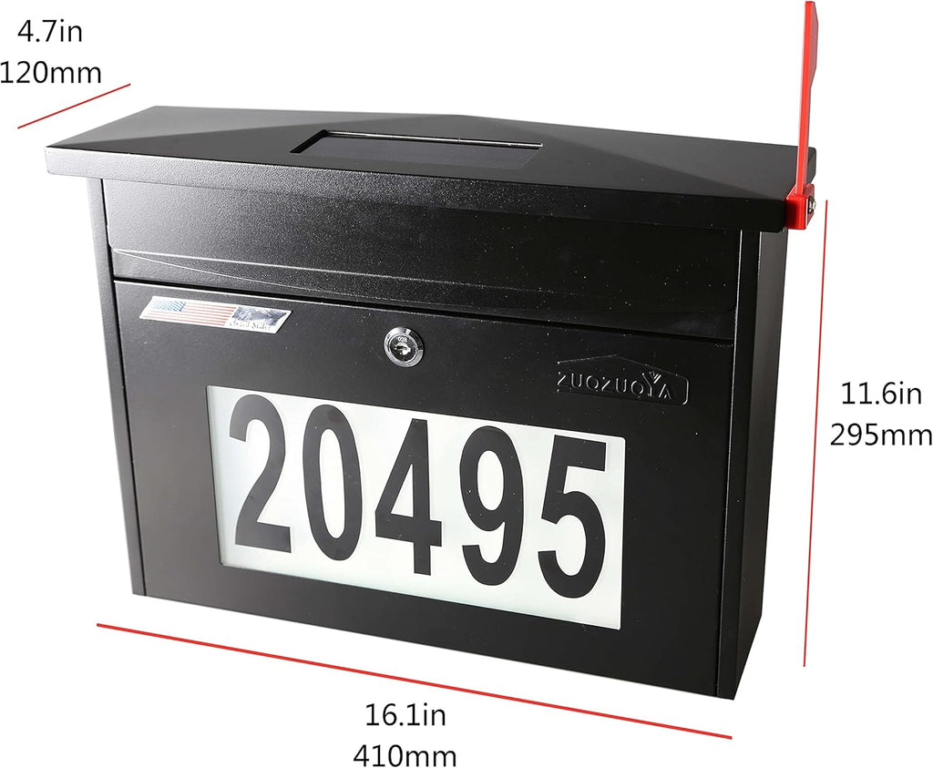 Black Wall Mount Locking Mailbox P435