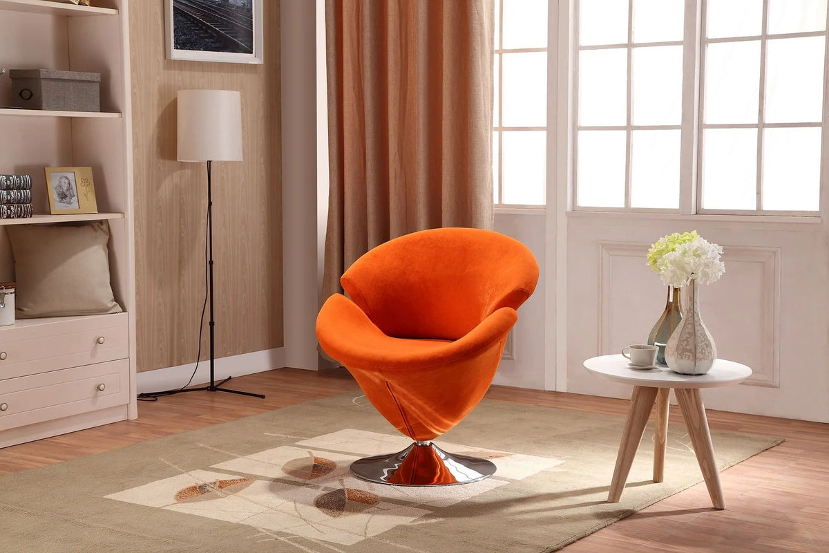 Orange Velvet Swivel Accent Chair Y983
