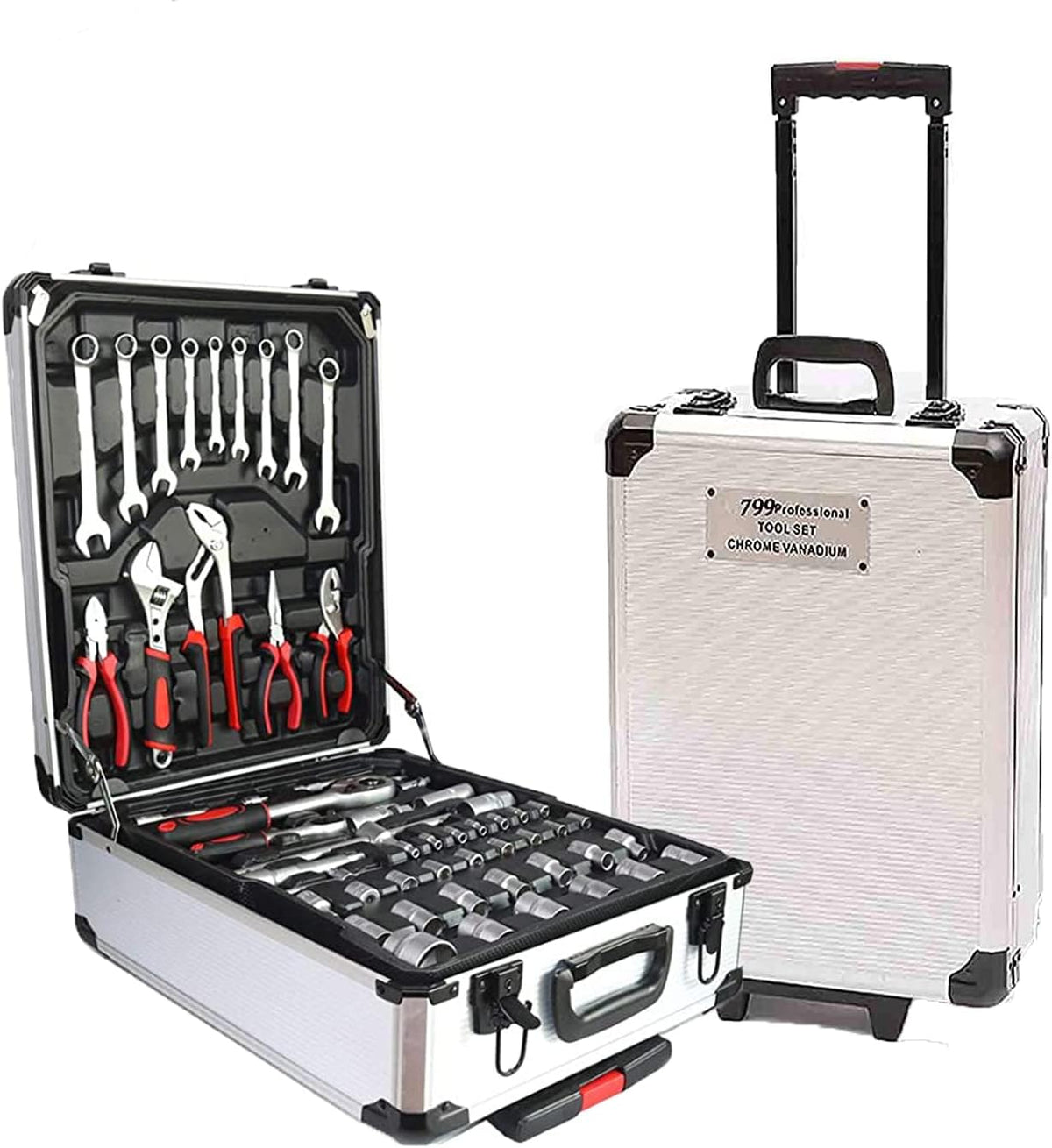 Black Portable Hand Tool Set with Toolbox U73062