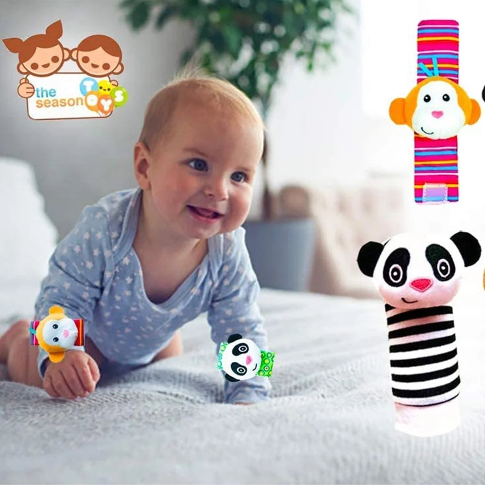 Baby Socks Toys Wrist Rattle and Foot Finder Developmental Early Educational Toys Set (4 PCS) O686