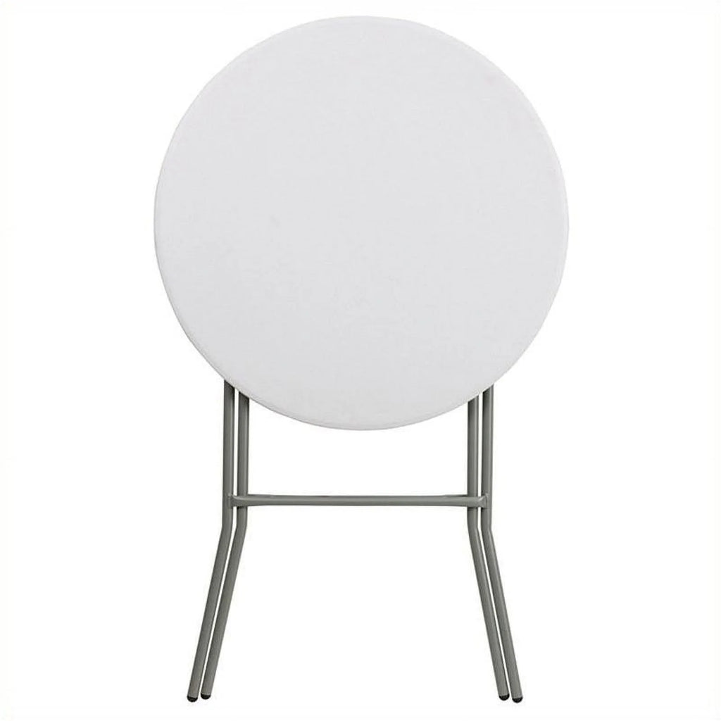 Round Granite Bar Height Folding Table in White X196456