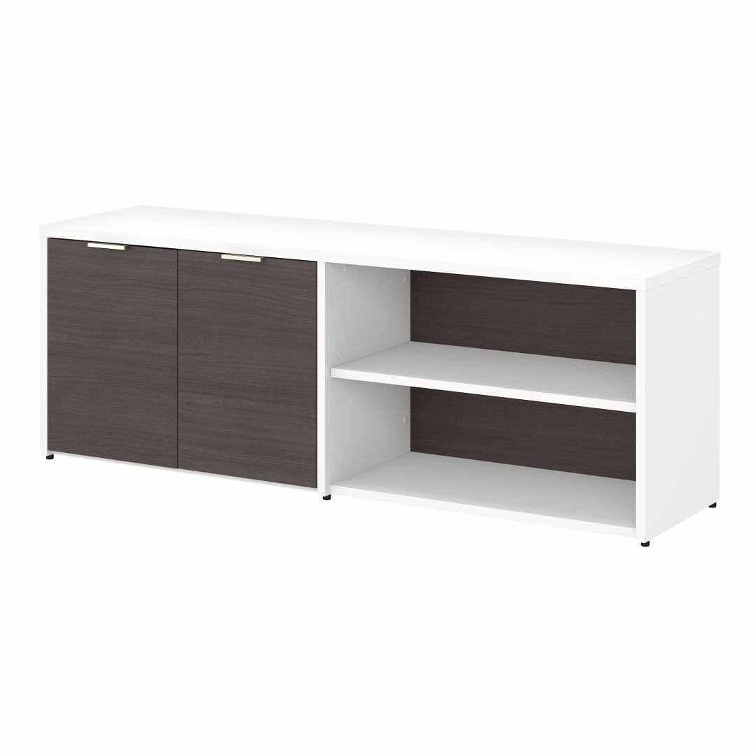 Storm Gray White Low Storage Cabinet with Doors and Shelves B140