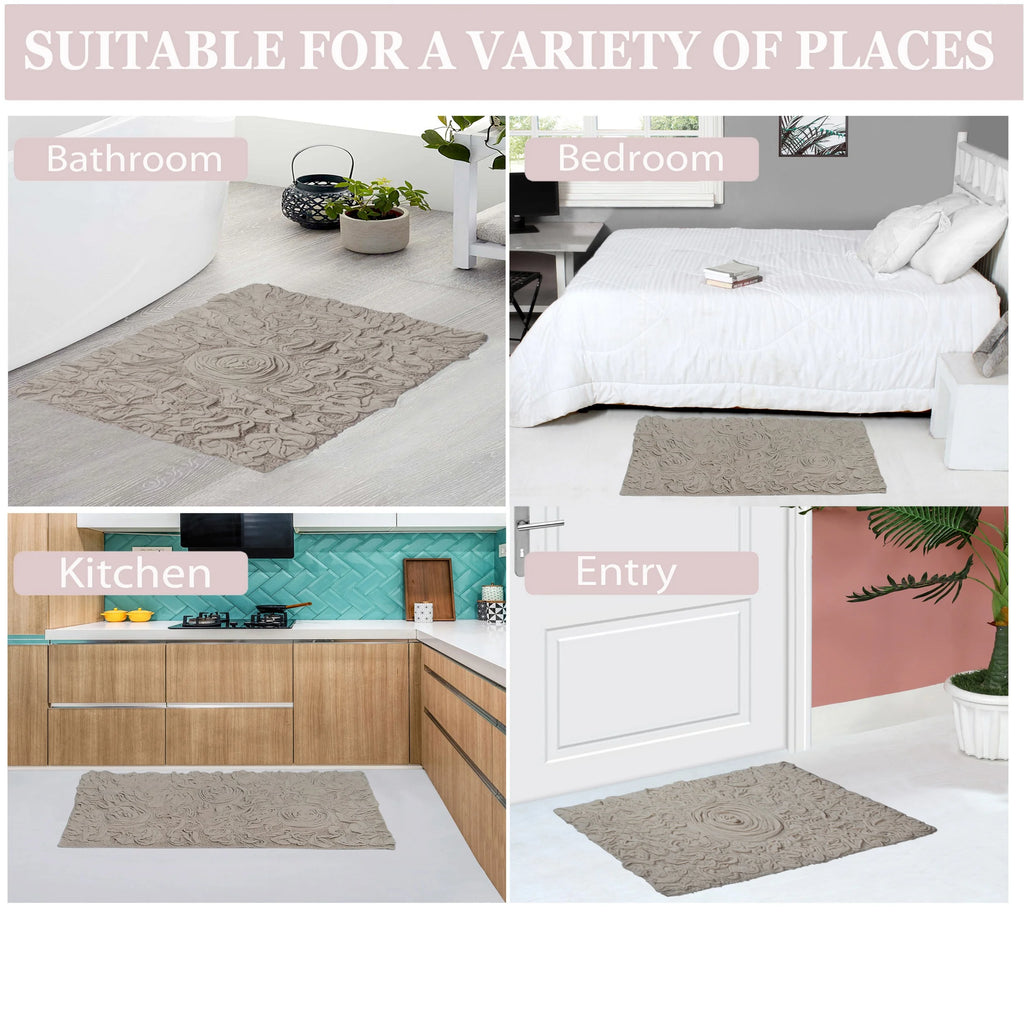 100% Cotton Tufted Bath Rugs 5 Piece Set with Runner Q46514