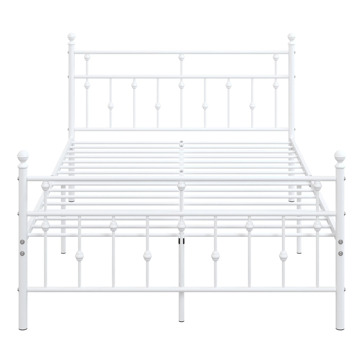 White Full Size Metal Platform Bed Frame with Headboard V146093
