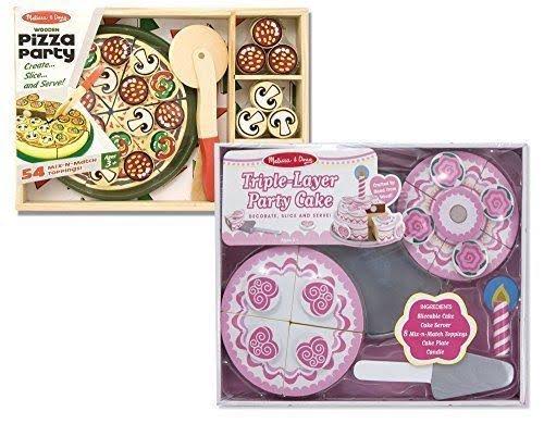 Wooden Pizza Party and Triple Layer Party Cake Playsets D7509