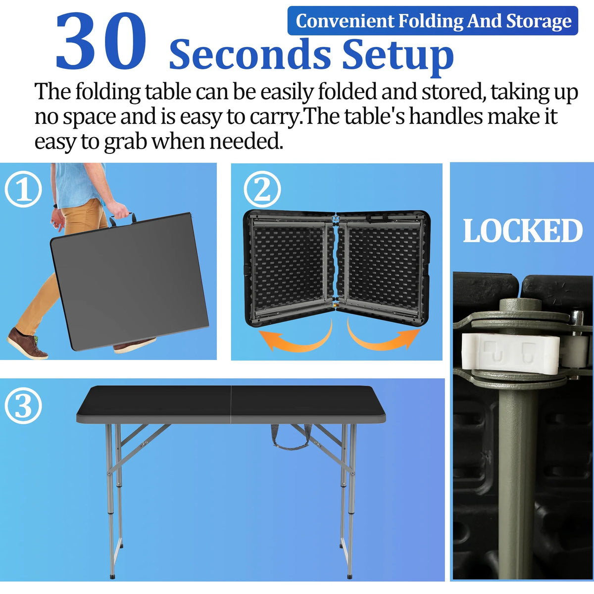 4 Foot Height Adjustable Folding Table D21308