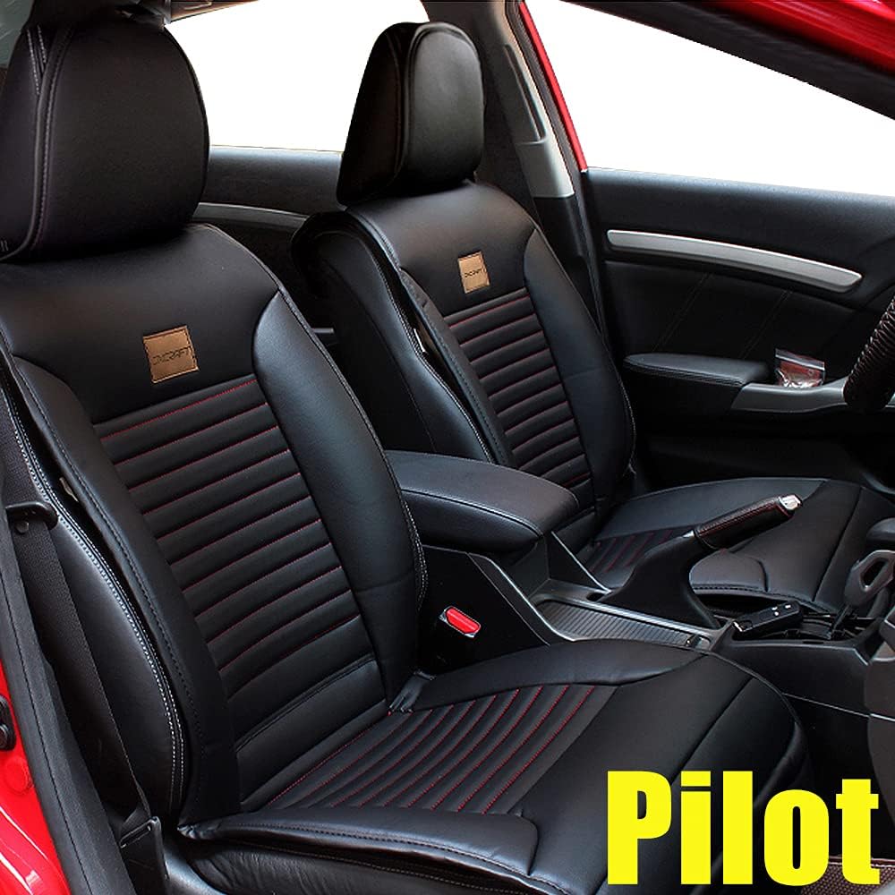 Black Faux Leather Car Seat Covers Full Set for Honda Pilot J824