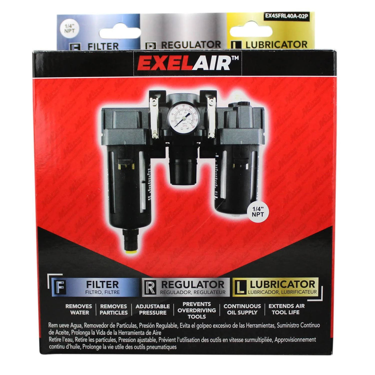 1/4 in. NPT Polycarbonate FRL Air Filter Regulator and Lubricator System P6113