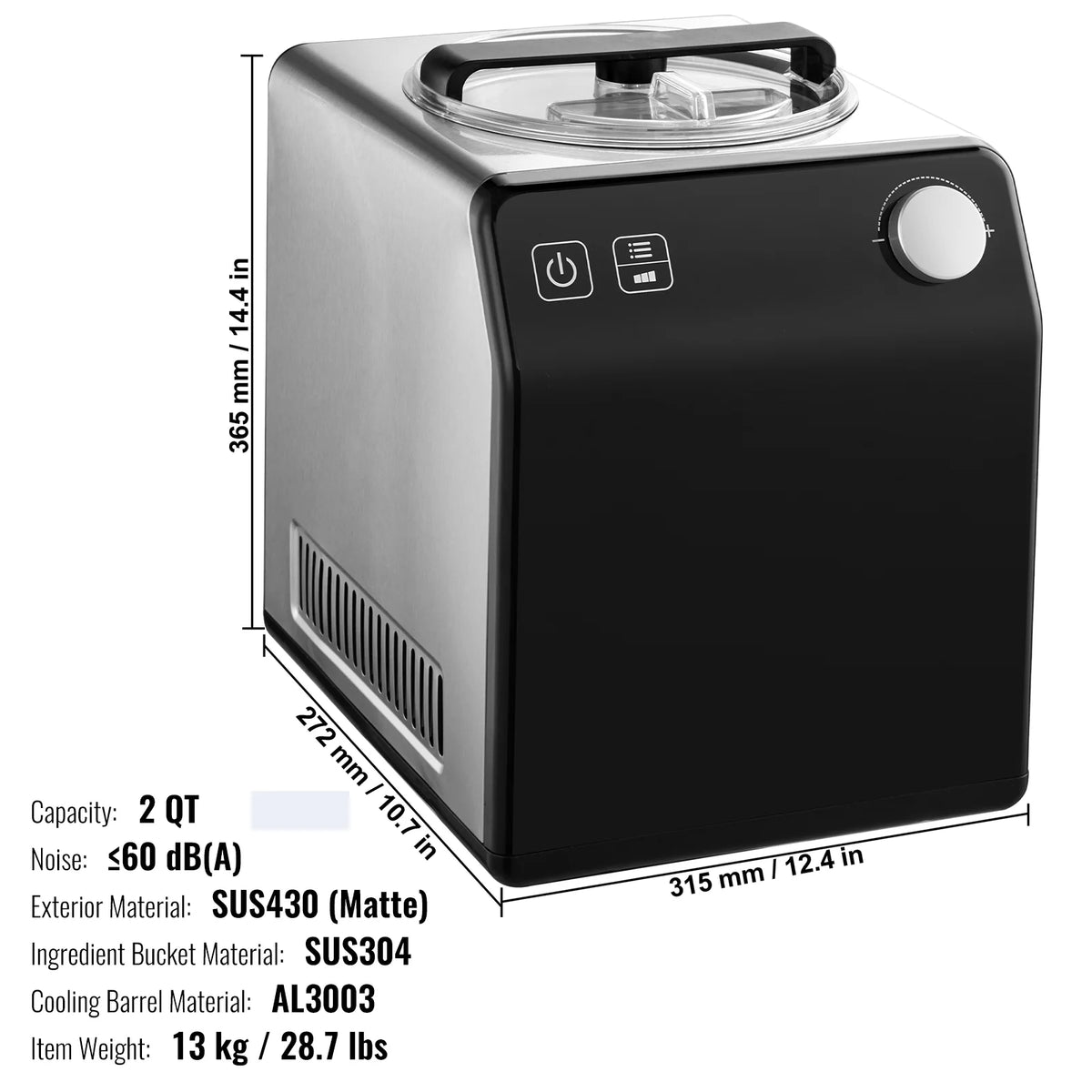 Black Automatic Ice Cream Machine O433