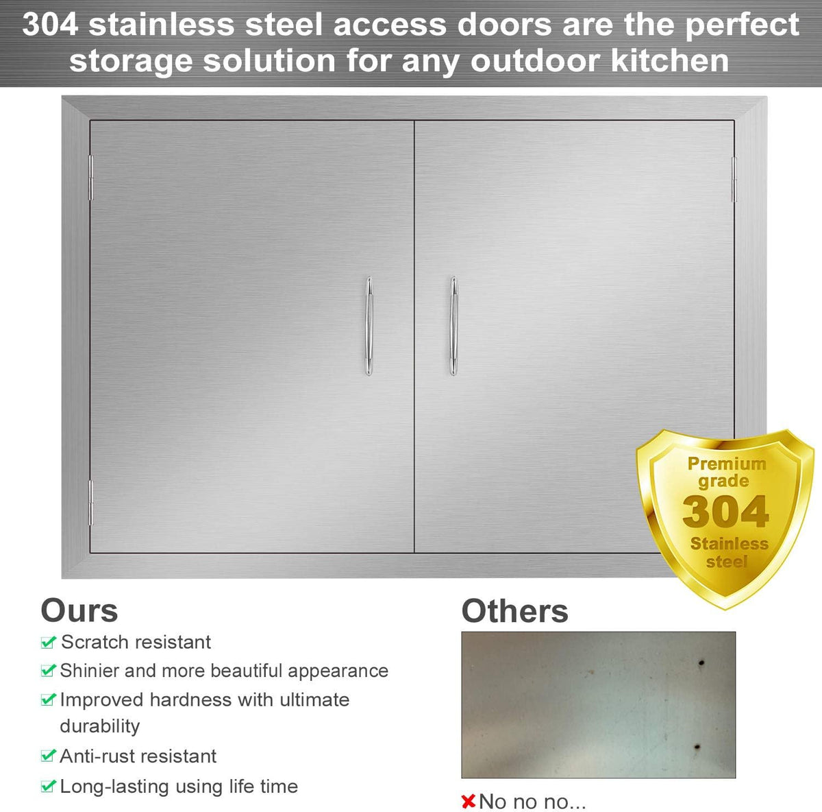 Outdoor Kitchen Stainless Steel Double Door 28W x 19H Inch P8411