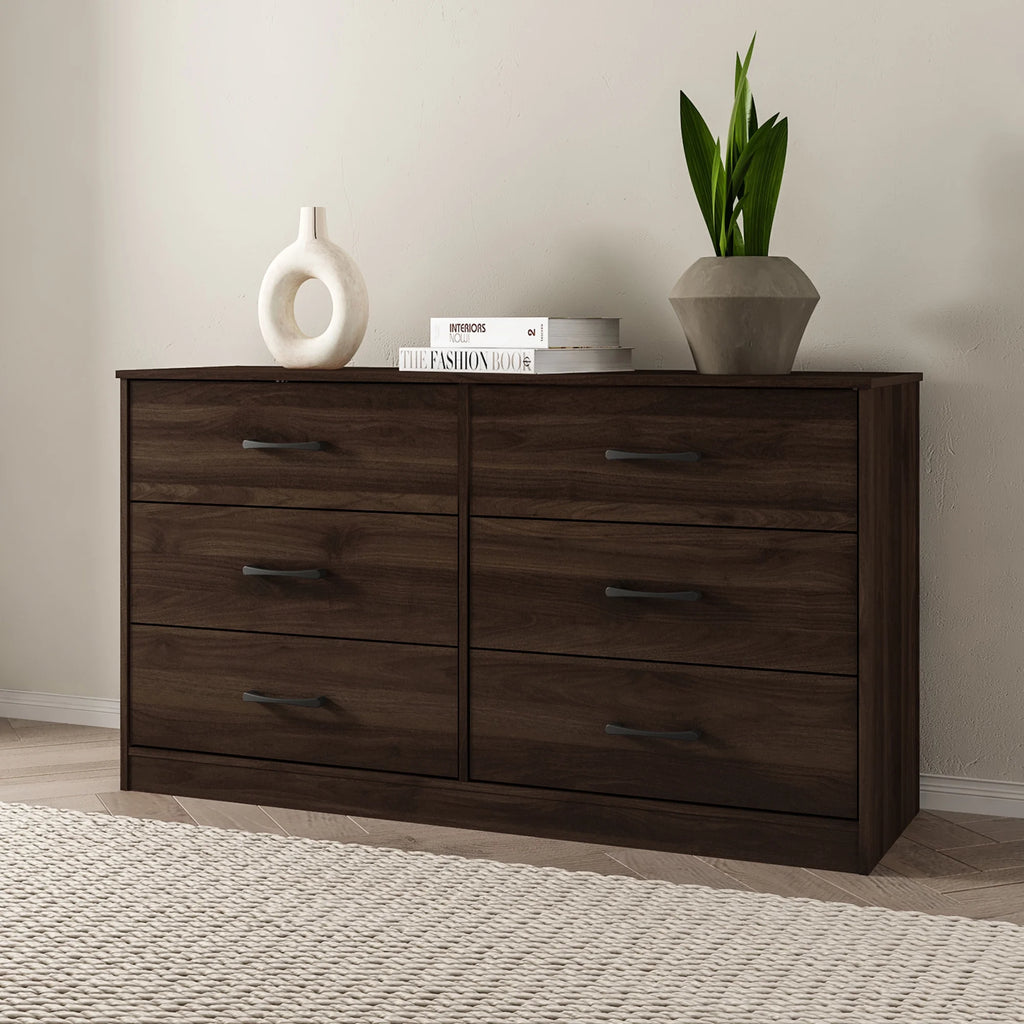 6 Drawer Dark Walnut Dresser B932