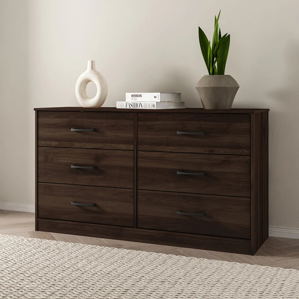 6 Drawer Dark Walnut Dresser B932